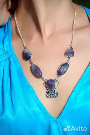 Колье с натуральным аметистом