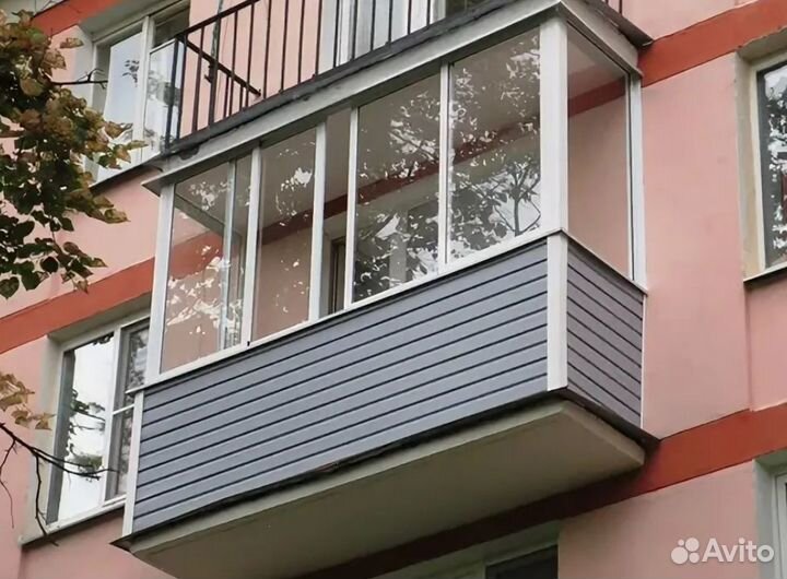 Остекление балкона 3200 на 1420 алюминиевое