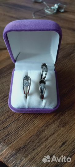 Комплект серьги и кольцо серебро 925