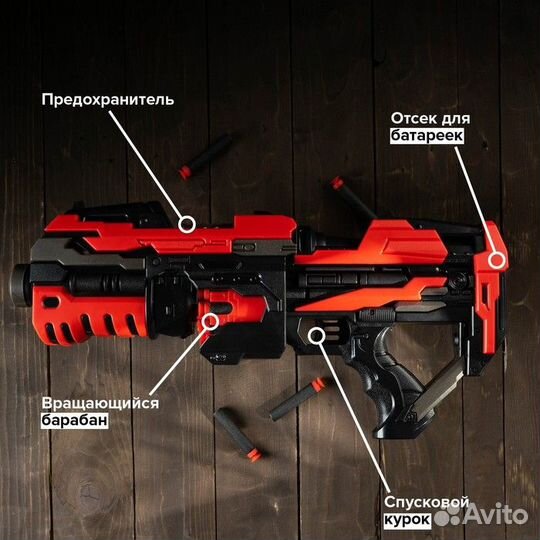 Автоматический бластер rotor GUN, стреляет мягкими пулями, 10 пуль в комплекте, дальность выстрела 1