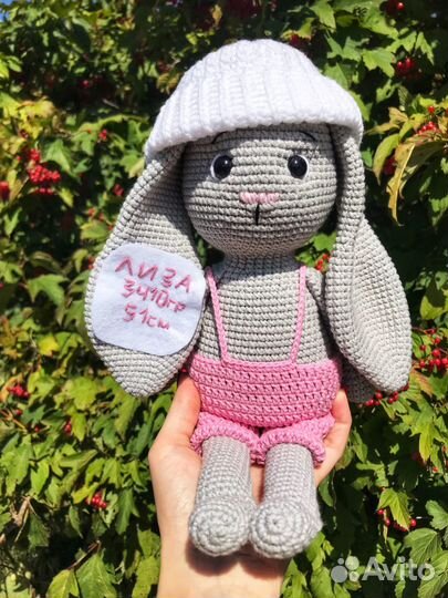 Мягкая игрушка вязаный зайчик амигуруми