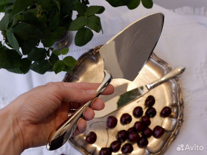 Нож и лопатка для торта, винтаж, серебрение