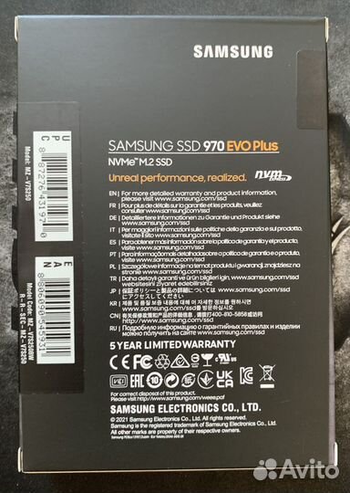 SSD M2 Nvme Samsung 970 Evo Plus 250Gb Новый