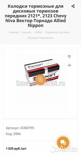 Тормозные колодки нива