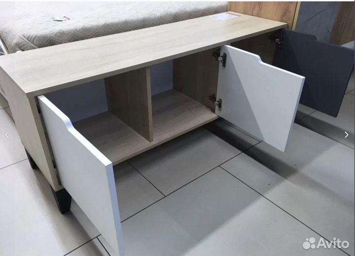 Тумба под тв твм-4 Белый, Дуб крафт золотой+графит