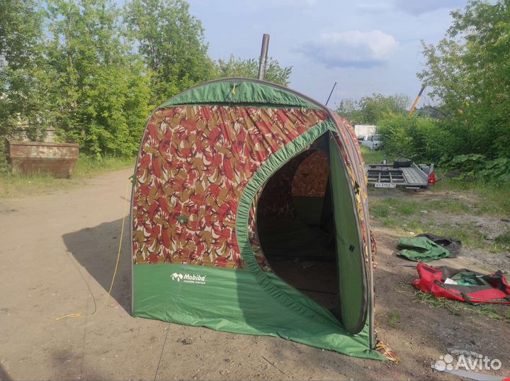 Походная баня с печкой