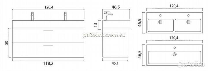 Creto Tivoli тумба подвесная Soft Duo 120, 8-1393S