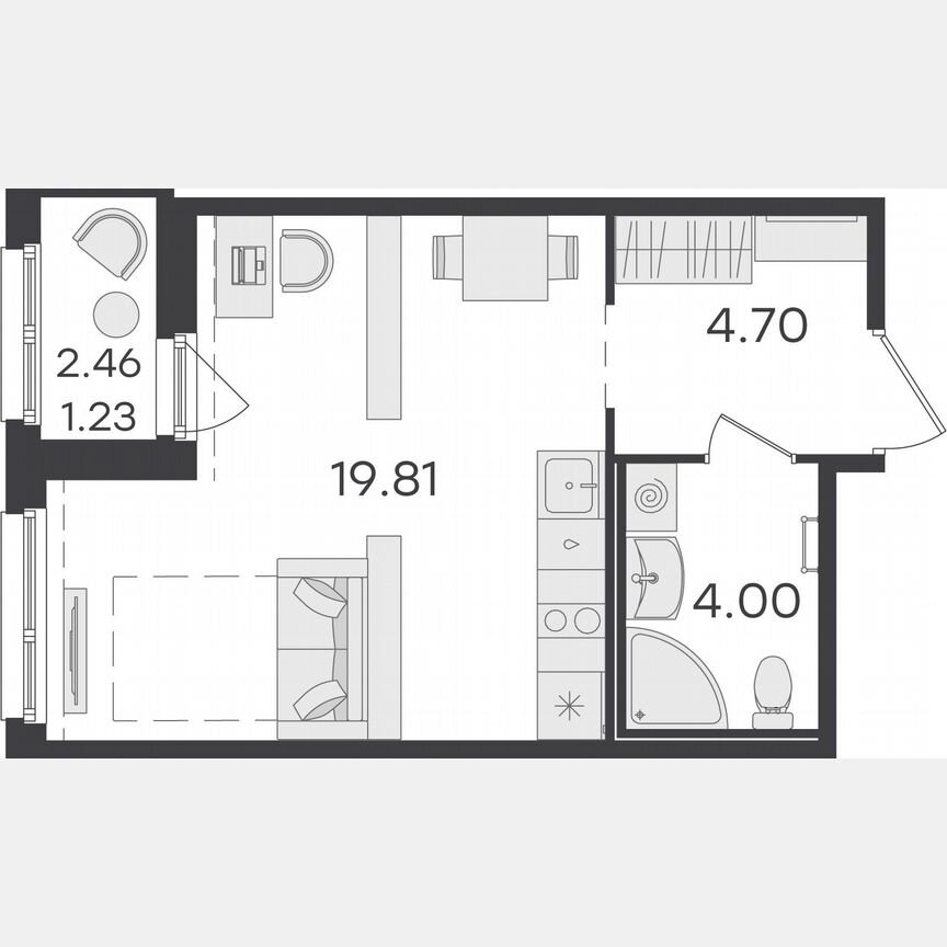 Квартира-студия, 29,7 м², 9/15 эт.