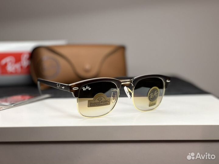 Очки ray ban clubmaster стекло коричневые комплект