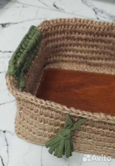 Поднос.Прямоугольная корзина. Корзина из джута