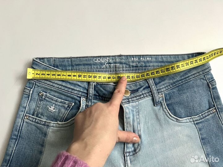 Женские джинсы Colins голубые с вставками 34