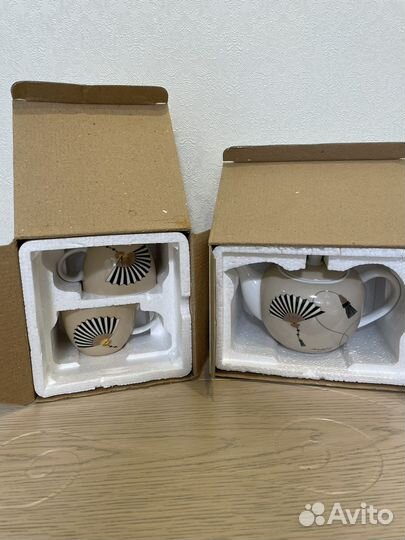 Новый Набор Заварочный чайник и чайная пара Фарфор