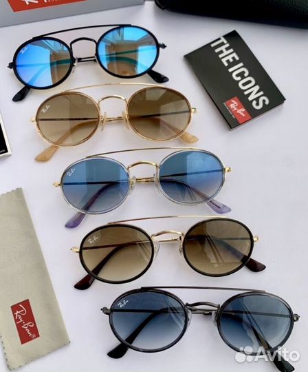 Очки ray ban oval double bringe коричневые