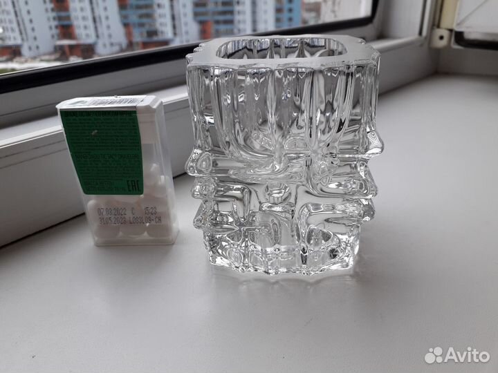 Ваза Подсвечник прессованное стекло Чехословакия
