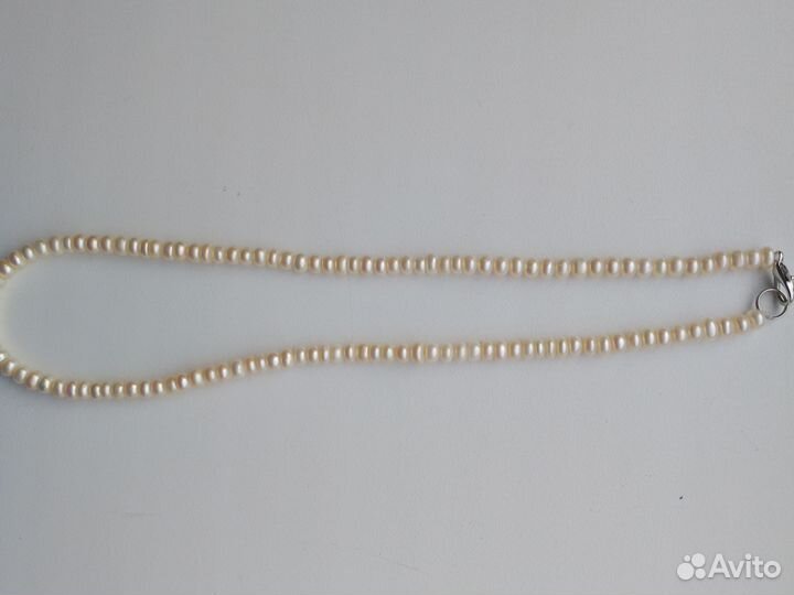 Бусы из натурального жемчуга, граната