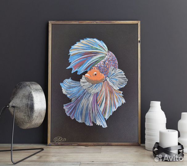 Картина Яркая Рыбка Акварель 20 х 30 см