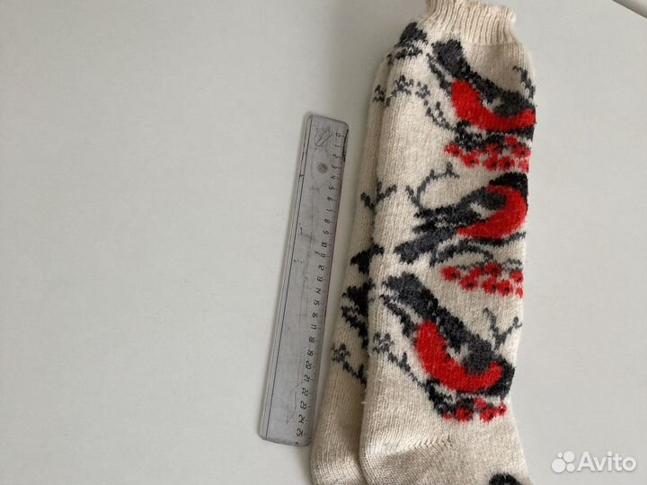 Гольфы шерстяные с синицами