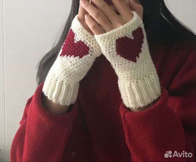 Митенки с сердцем