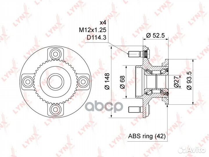 Ступица колеса зад прав/лев WH1459 lynxauto