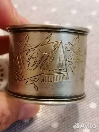 Ложка и кольцо для салфетки. Серебро