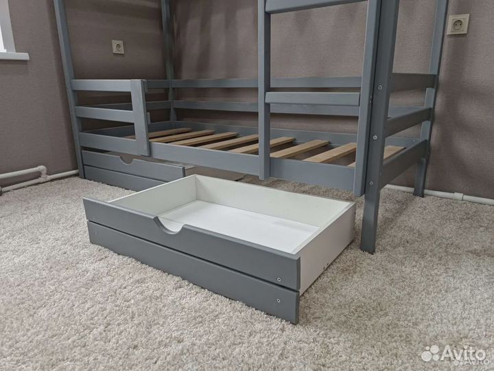 Кровать двухъярусная высокий борт. Массив сосны