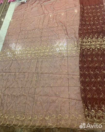 Тюль красная с золотом ширина 292, высота 266