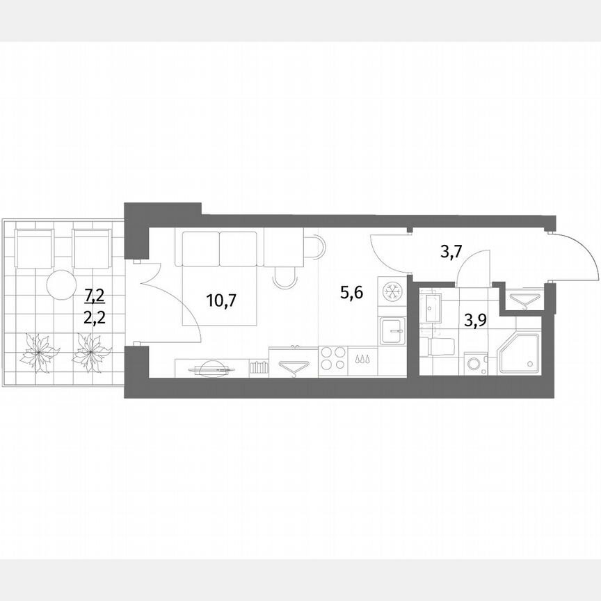 Квартира-студия, 26,1 м², 1/6 эт.