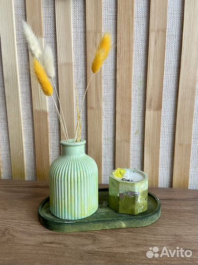 Гипс ваза свеча гипсовые изделия поднос подарок