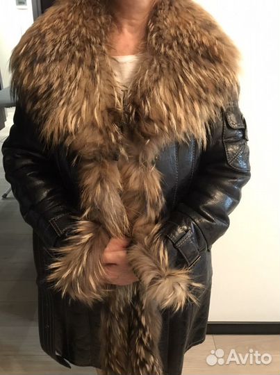 Кожаное пальто зимнее