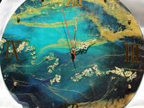 Часы из эпоксидной смолы "Водные глубины" 40 см