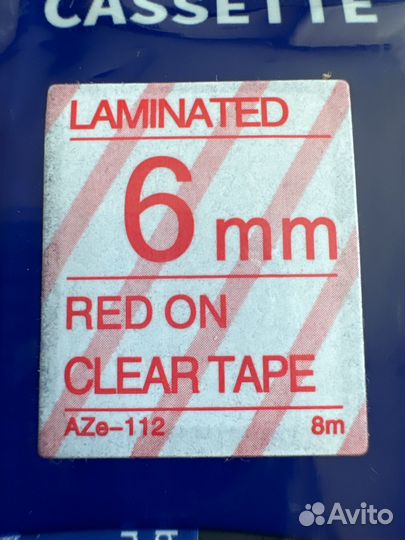 Картридж Brother TZe-112 6mm 8m Красный на Прозрач