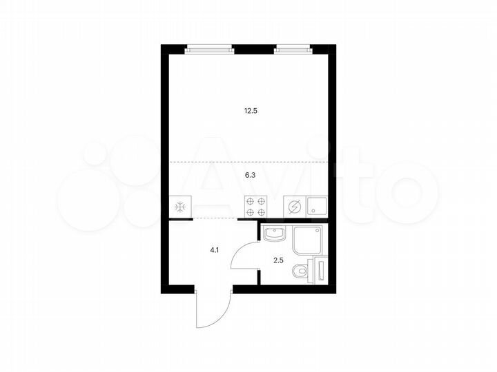 Квартира-студия, 25,4 м², 2/25 эт.