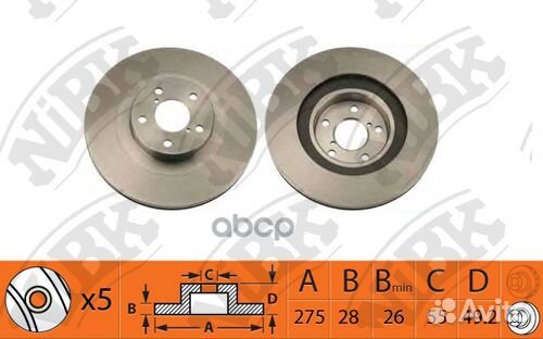 Диск тормозной NiBK RN1384 toyota 43512-20190;