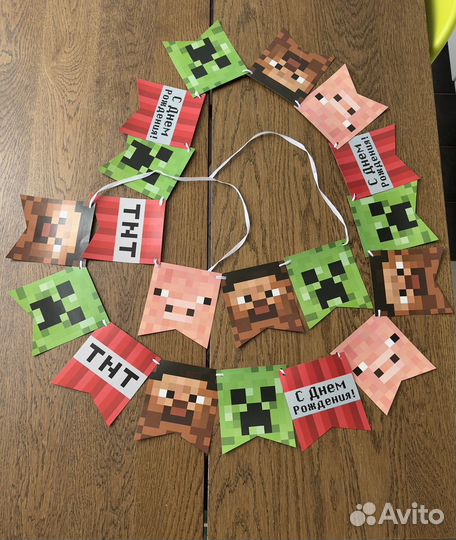 Растяжка с днем рождения майнкрафт