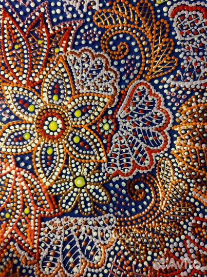 Тарелка точечная роспись акриловыми красками