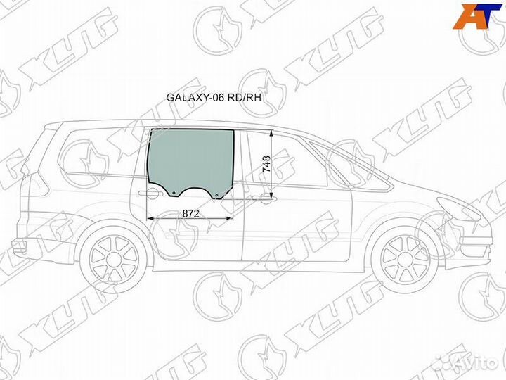 Стекло двери задней правой Ford Galaxy 2