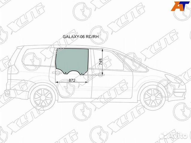 Стекло двери задней правой Ford Galaxy 2