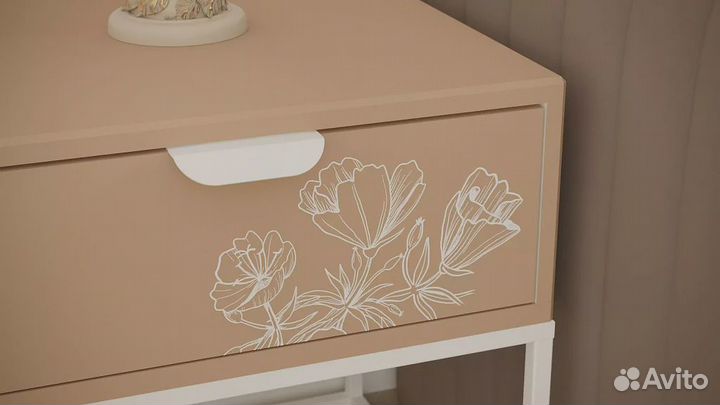 Прикроватная тумба Калифорния Дрим Пудра/Белый