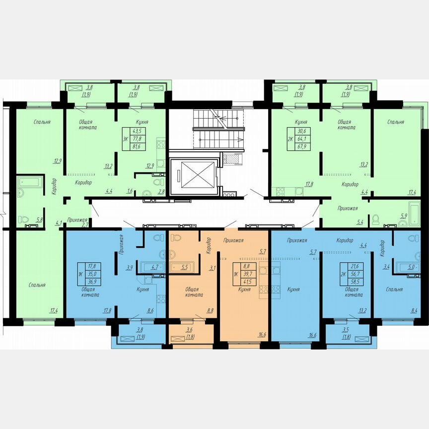 2-к. квартира, 67,9 м², 5/17 эт.