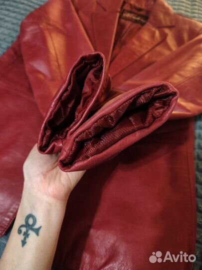 Кожаный красный пиджак натуральная кожа
