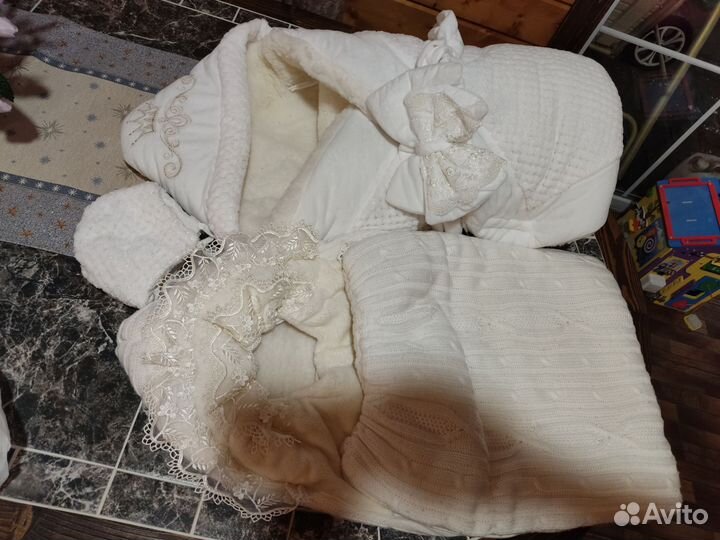 Конверт и одеяло на выписку, на овчине