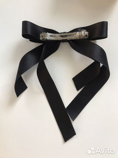 Заколка бант черная атласная