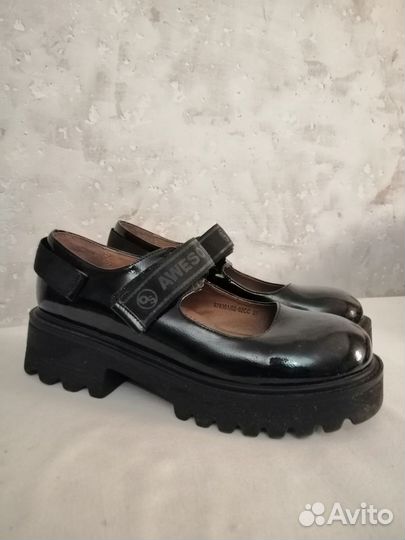 Туфли для девочки черные 37 размер Мэри Джейн