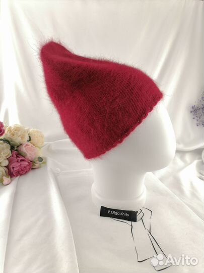 Шапка бини женская вязаная