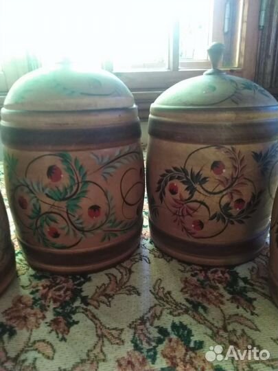 Набор деревянных банок под сыпучее, виниаж, СССР