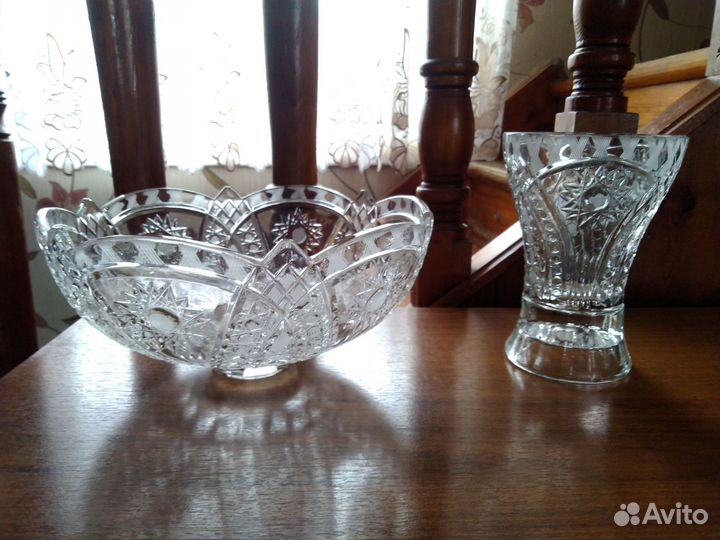 Шикарная большая ваза Каменный цветок хрусталь