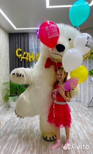 Ростовая кукла,белый мишка для аниматора 2 метра