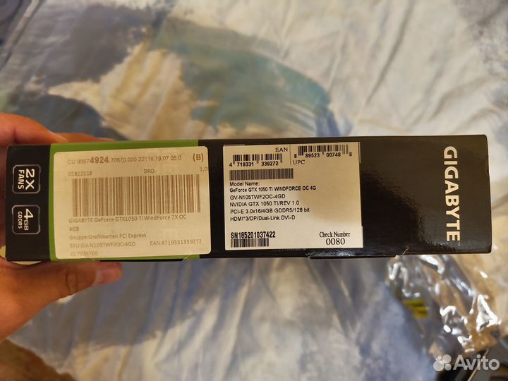 Видеокарта Nvidia Geforce GTX 1050 ti (Gigabyte)