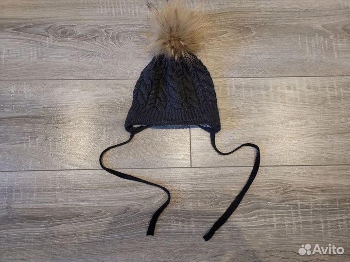 Шапка Baby Go р.46-48 с натуральным помпоном