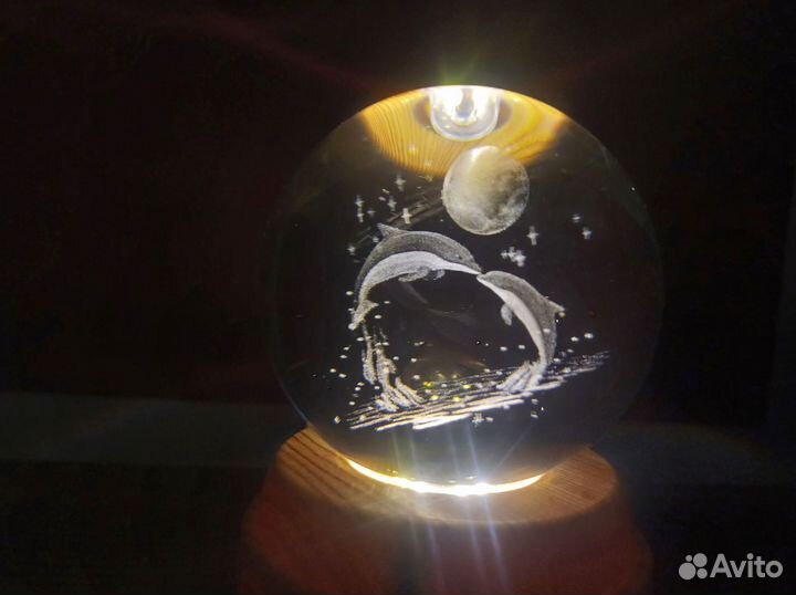 Ночник 3D стеклянный хрустальный шар